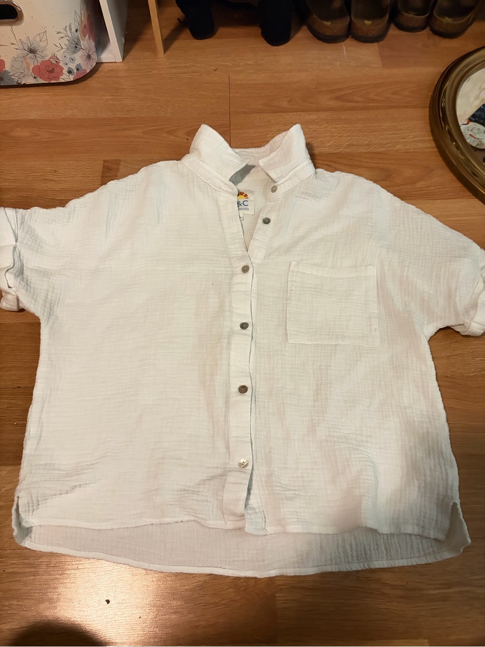 Lightweight White Cotton Button-Up Shirt - Casual Womens Shirt